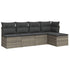 5 Piece Garden Sofa Set with Cushions Grey Poly Rattan