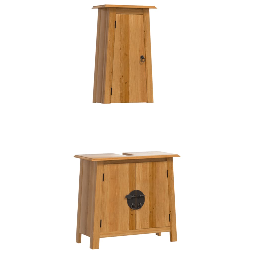 2 Piece Bathroom Furniture Set Solid Wood Pine