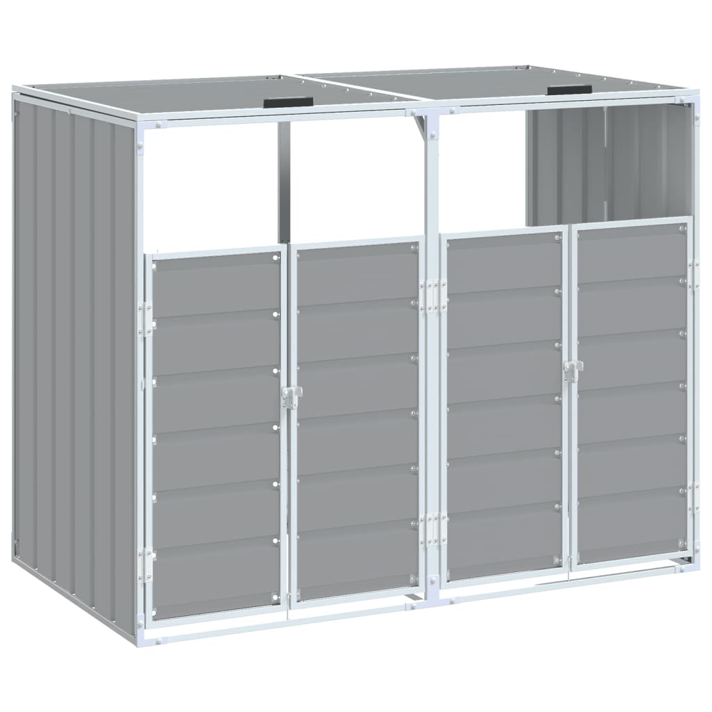 Wheelie Bin Storage for Double Bins Grey 144x81x113 cm Steel