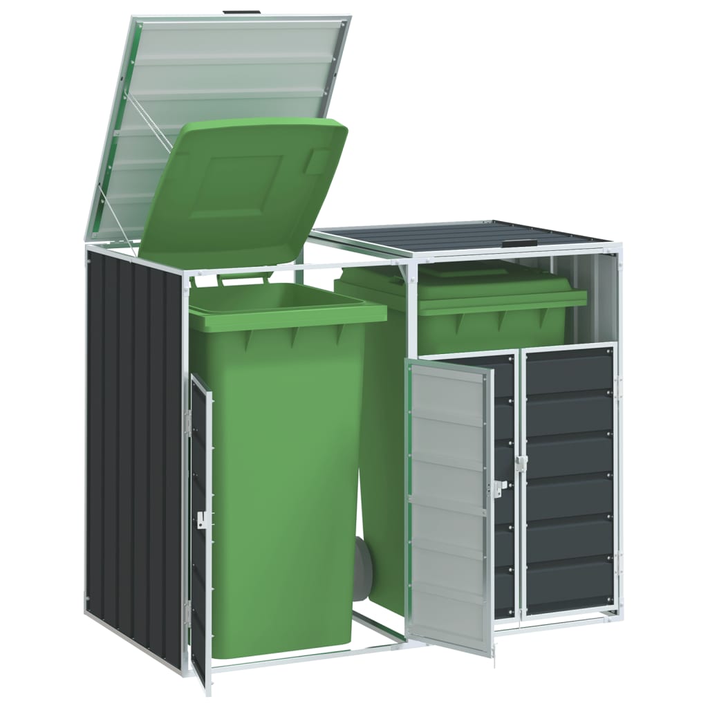 Wheelie Bin Storage for Double Bins Anthracite 144x81x113 cm Steel