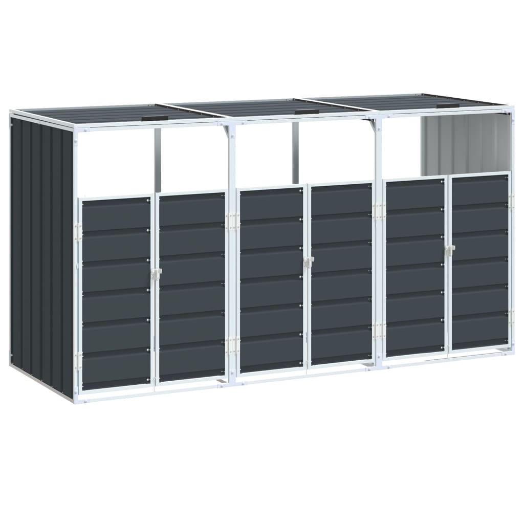 Wheelie Bin Storage for Triple Bins Anthracite 216x81x115 cm Steel