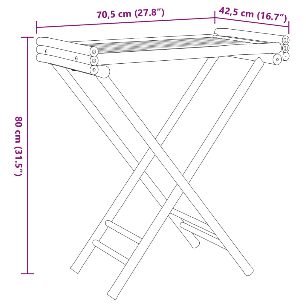 Folding Tray Table 70.5x42.5x80 cm Bamboo