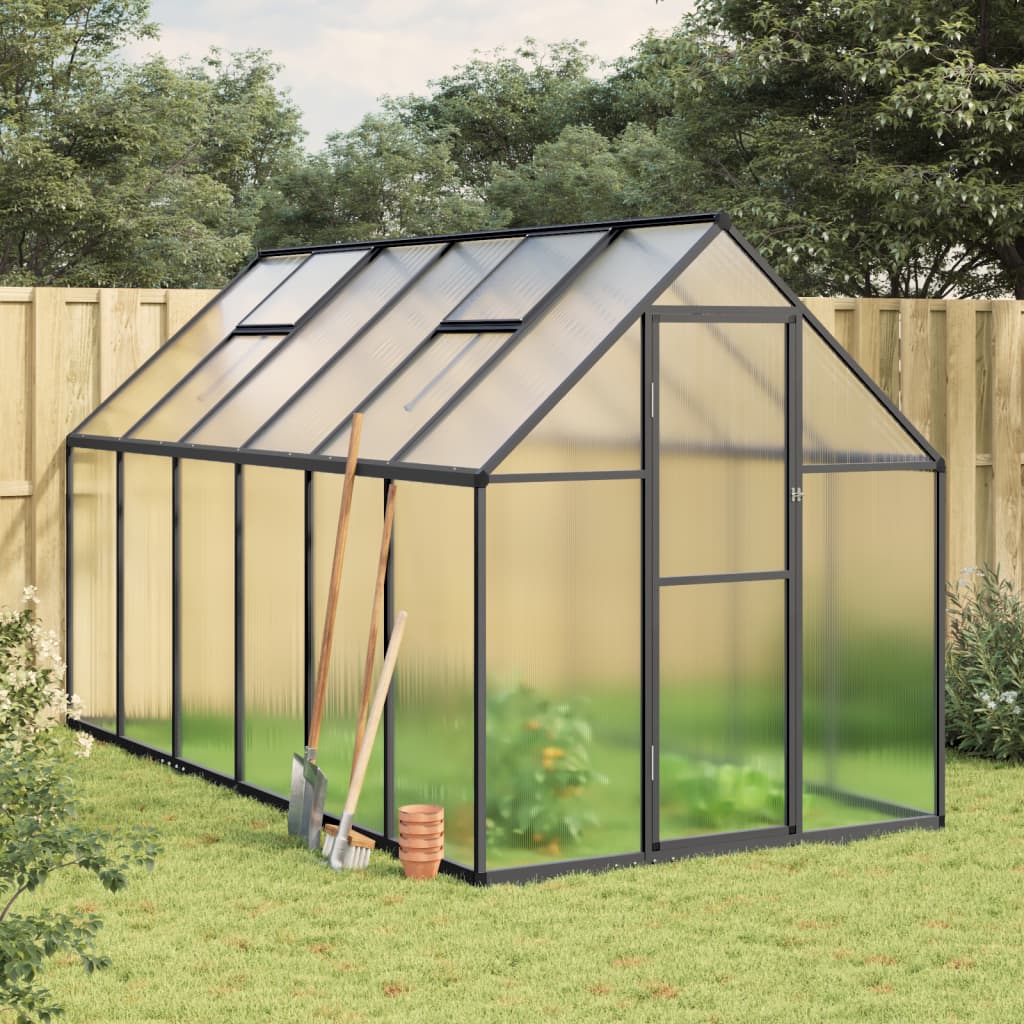 Greenhouse with Base Frame Anthracite 334x169x195 cm Aluminium