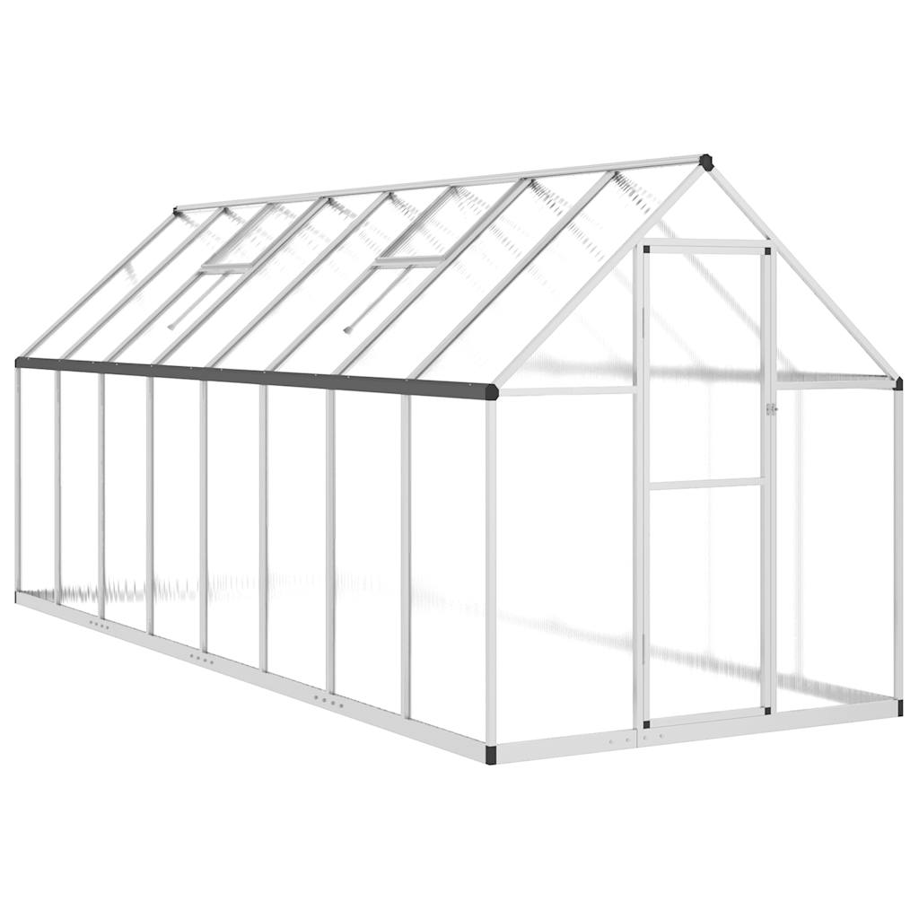 Greenhouse with Base Frame Silver 445x169x195 cm Aluminium