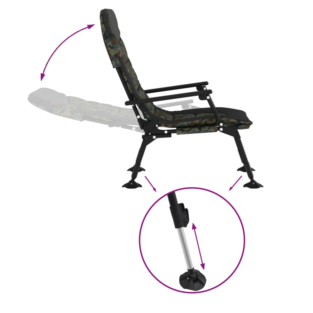 Fishing Chair with Armrest Foldable Camouflage