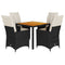 5 Piece Garden Dining Set with Cushions Black Poly Rattan