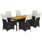 7 Piece Garden Dining Set with Cushions Black Poly Rattan