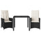 3 Piece Bistro Set with Cushions Black Poly Rattan