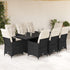 9 Piece Garden Dining Set with Cushions Black Poly Rattan