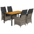 5 Piece Garden Dining Set with Cushions Grey Poly Rattan