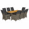 9 Piece Garden Dining Set with Cushions Grey Poly Rattan