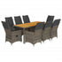 9 Piece Garden Dining Set with Cushions Grey Poly Rattan