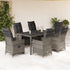 7 Piece Garden Dining Set with Cushions Grey Poly Rattan