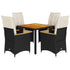 5 Piece Garden Dining Set with Cushions Black Poly Rattan