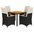 5 Piece Garden Dining Set with Cushions Black Poly Rattan