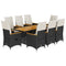 9 Piece Garden Dining Set with Cushions Black Poly Rattan