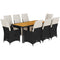 9 Piece Garden Dining Set with Cushions Black Poly Rattan