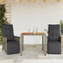 3 Piece Garden Bistro Set with Cushions Grey Poly Rattan