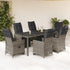 7 Piece Garden Bistro Set with Cushions Grey Poly Rattan