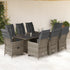 9 Piece Garden Bistro Set with Cushions Grey Poly Rattan