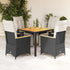 5 Piece Garden Bistro Set with Cushions Black Poly Rattan