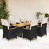 7 Piece Garden Bistro Set with Cushions Black Poly Rattan