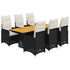 7 Piece Garden Bistro Set with Cushions Black Poly Rattan