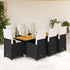 9 Piece Garden Bistro Set with Cushions Black Poly Rattan