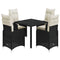 5 Piece Garden Bistro Set with Cushions Black Poly Rattan