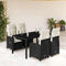 5 Piece Garden Bistro Set with Cushions Black Poly Rattan