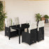 5 Piece Garden Bistro Set with Cushions Black Poly Rattan