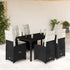 7 Piece Garden Bistro Set with Cushions Black Poly Rattan