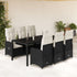 7 Piece Garden Bistro Set with Cushions Black Poly Rattan