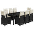 9 Piece Garden Bistro Set with Cushions Black Poly Rattan