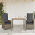 3 Piece Garden Bistro Set with Cushions Grey Poly Rattan