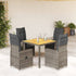 5 Piece Garden Bistro Set with Cushions Grey Poly Rattan