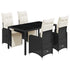 5 Piece Garden Bistro Set with Cushions Black Poly Rattan