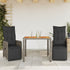 3 Piece Garden Bistro Set with Cushions Grey Poly Rattan