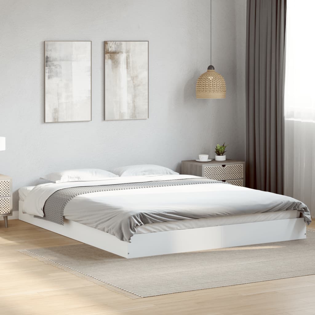 Bed Frame without Mattress White 150x200 cm Engineered Wood