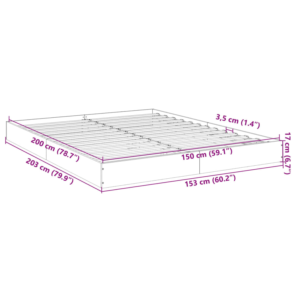 Bed Frame without Mattress White 150x200 cm Engineered Wood