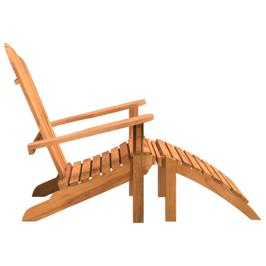 Garden Adirondack Chair with Footrest Solid Wood Teak