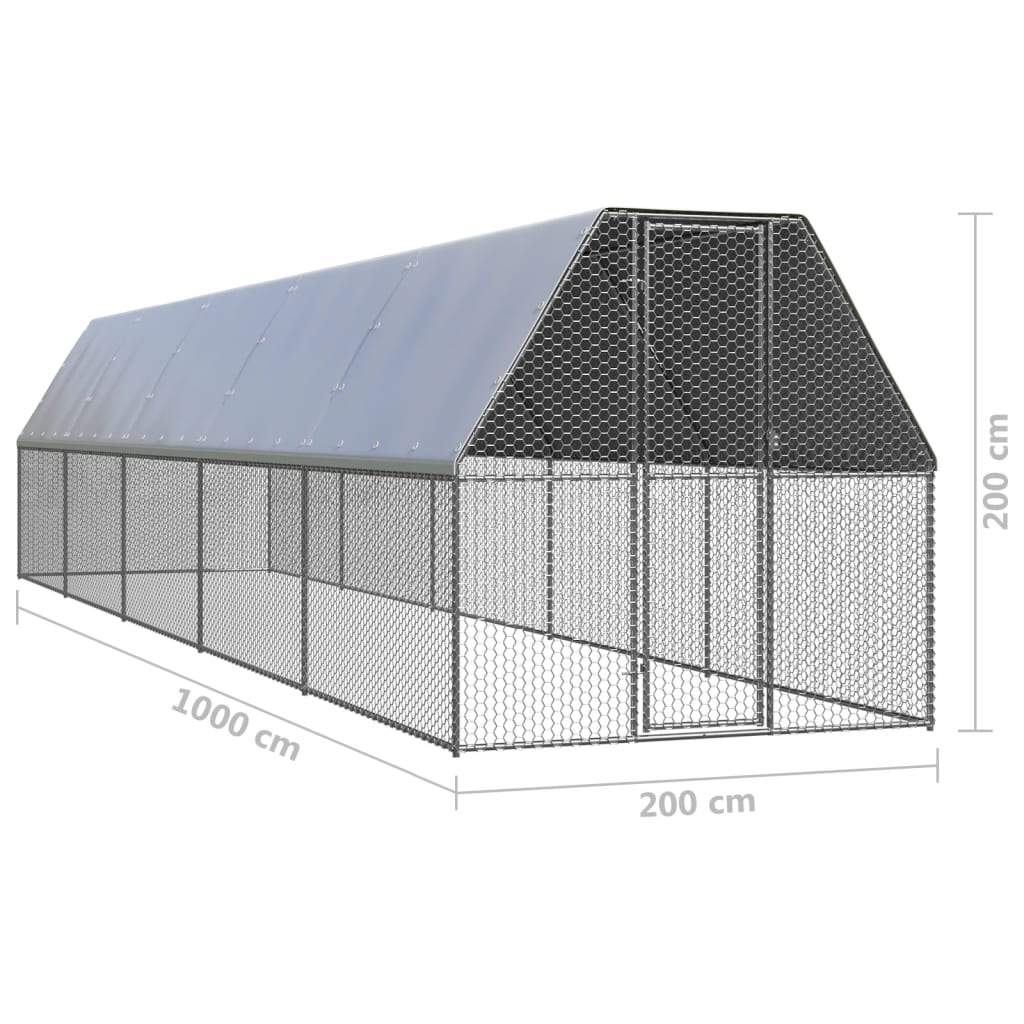 Chicken Cage 2x10x2 m Galvanised Steel