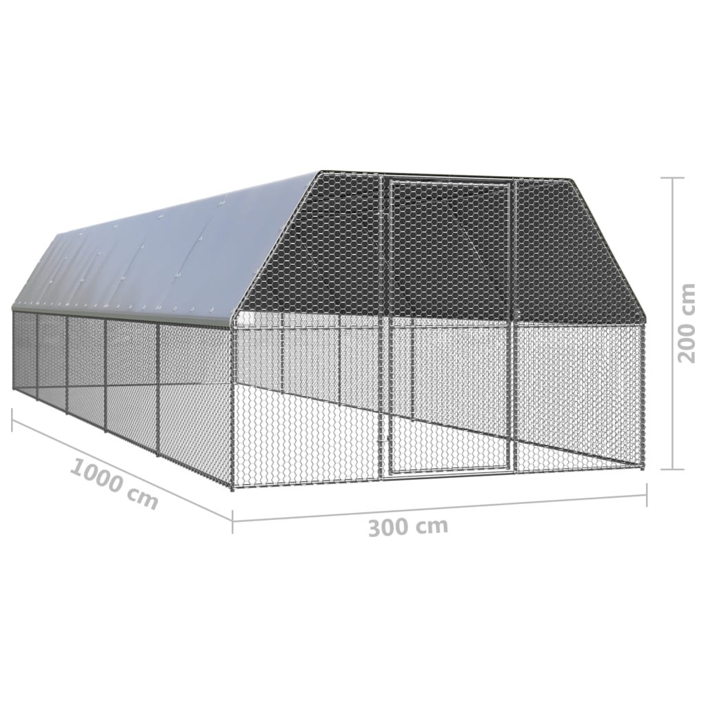 Chicken Cage 3x10x2 m Galvanised Steel