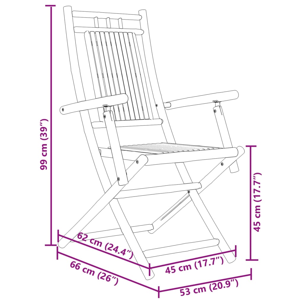 Folding Garden Chairs 8 pcs 53x66x99 cm Bamboo