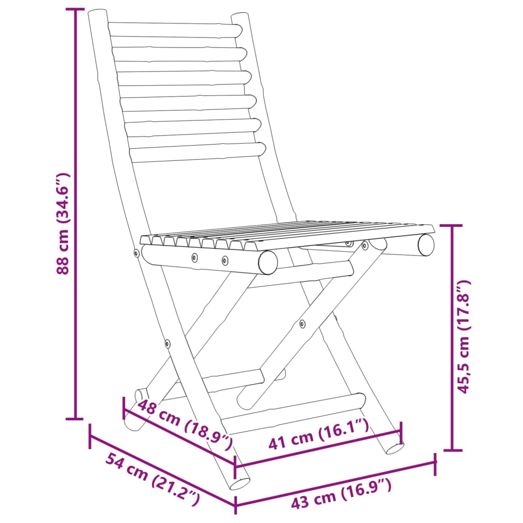 Folding Garden Chairs 4 pcs 43x54x88 cm Bamboo