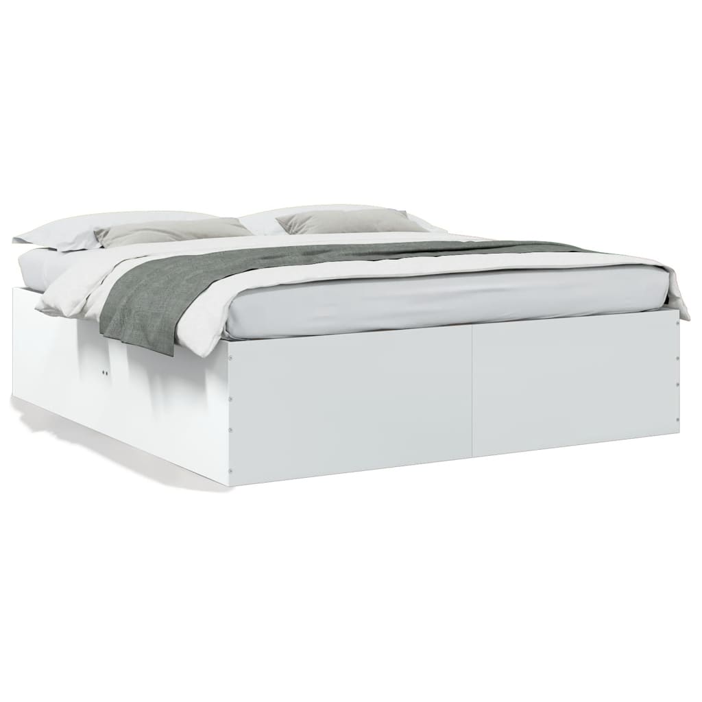 Bed Frame without Mattress White 183x203 cm King