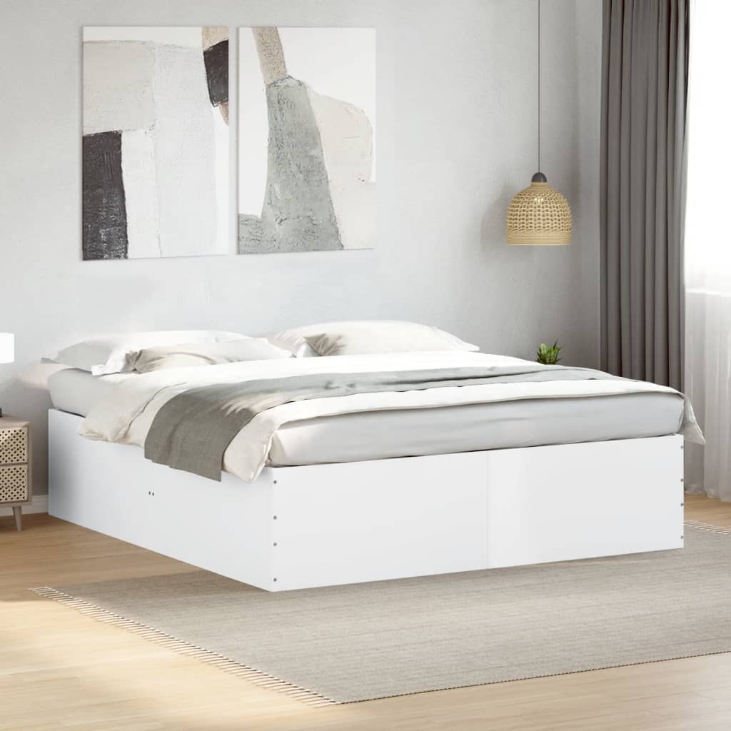 Bed Frame without Mattress White 183x203 cm King