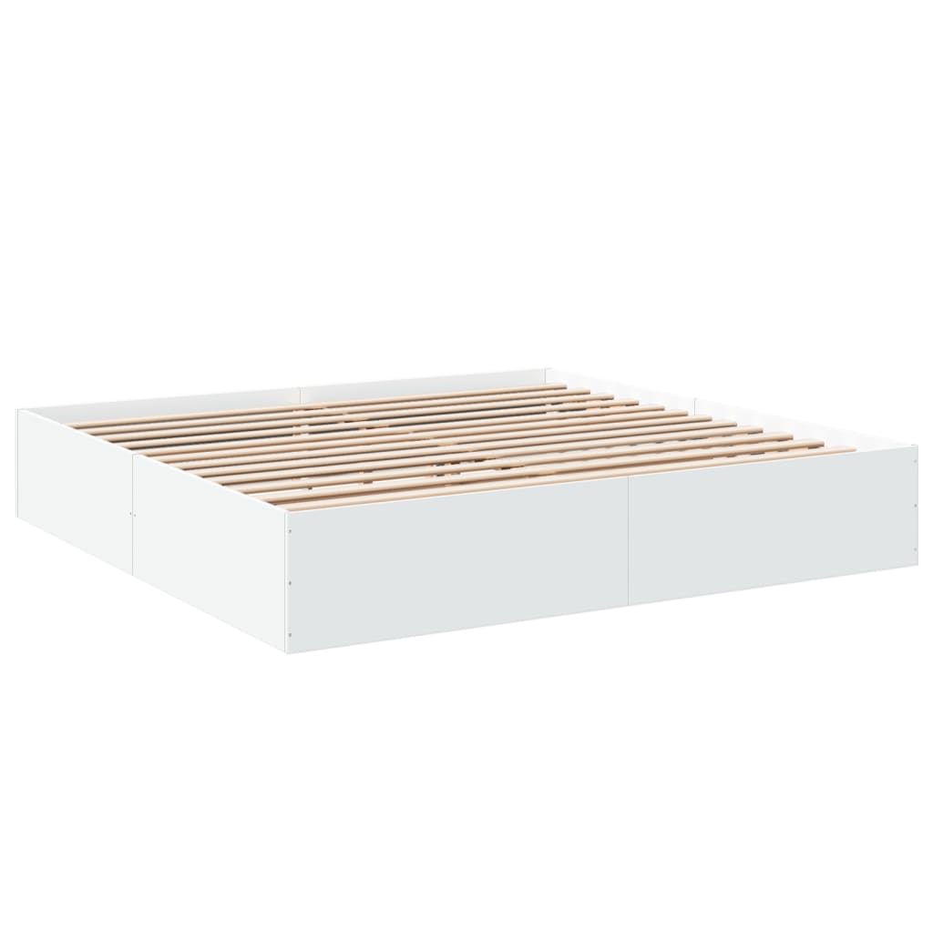 Bed Frame without Mattress White 183x203 cm King