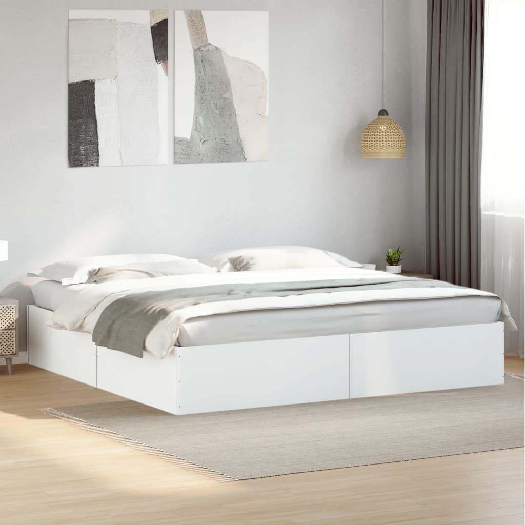 Bed Frame without Mattress White 183x203 cm King