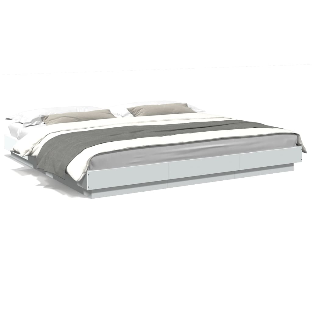 Bed Frame without Mattress White 183x203 cm King